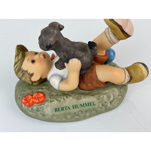 Vintage Berta Goebel 1996 "PALS" Boy Playing with Black Dog Figurine, Home Decor - Picture 7 of 8